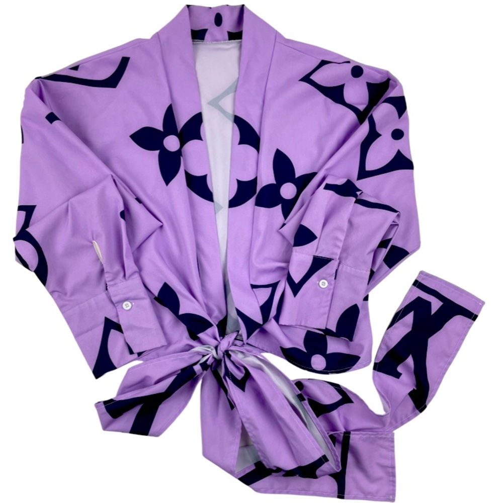 Stylish Long Sleeve Cropped Wrap Shirt | Medium